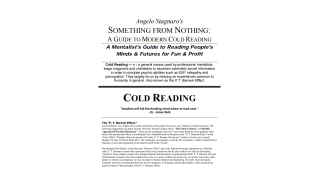 Angelo Stagnaro's Something From Nothing - A Guide To Modern Cold Reading