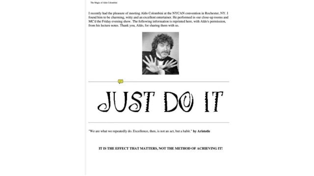 Just Do It! Lecture Notes by Aldo Columbini - Magic Ebooks